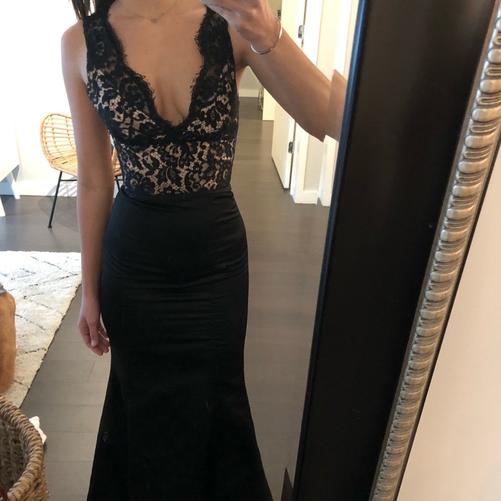 Black and lace long gown